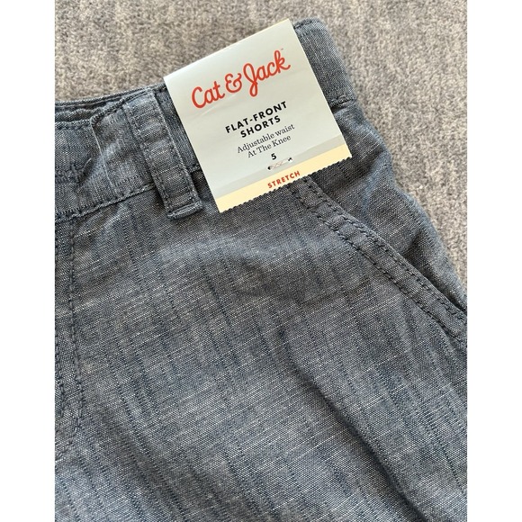 Cat & Jack Boys Flat Front Shorts Size 5 Adjustable‎ Waist Knee Length Blue New - Picture 3 of 9